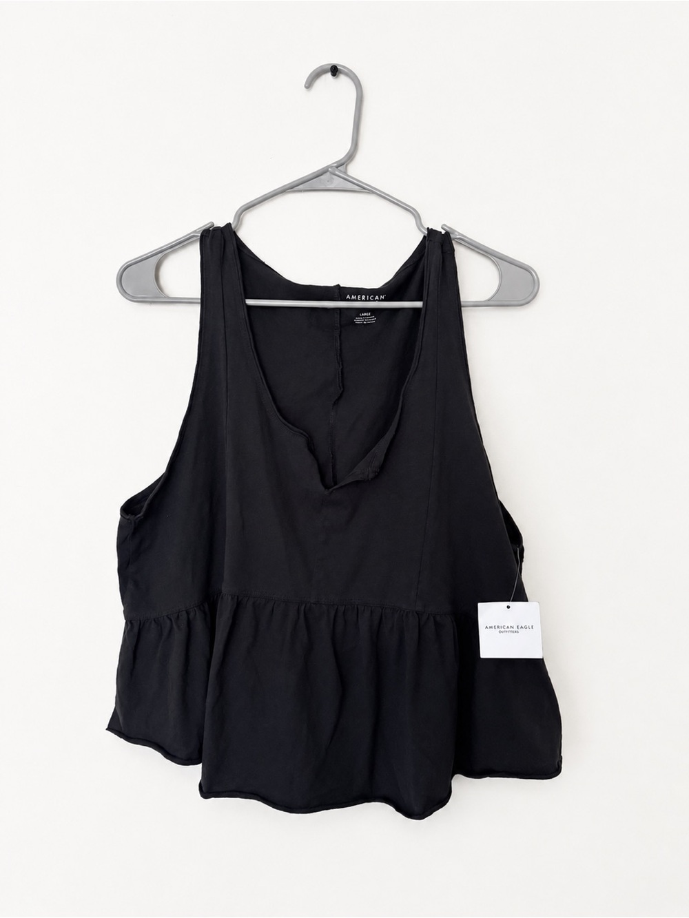 American Eagle Black Sleeveless Peplum Tank Top NWT Large